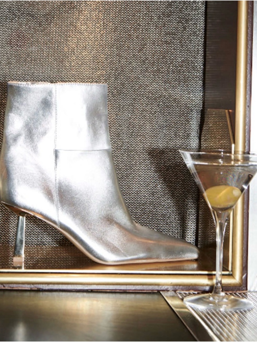 White House Black Market Silver Metallic Pointed-Toe Ankle Boots size 9 NWOT